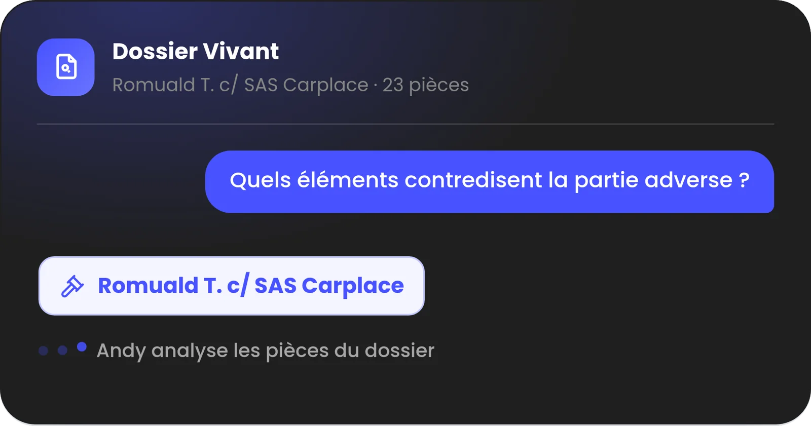 Andy répond à une question posée sur un dossier, sources à l'appui